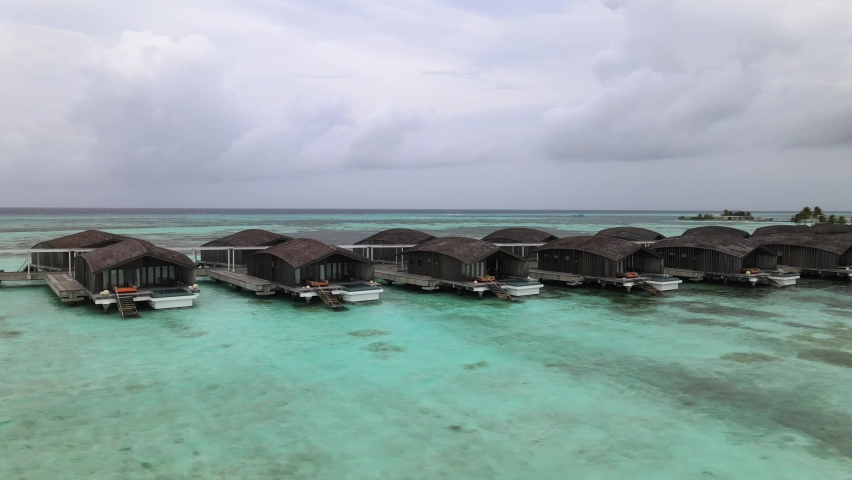 View of ocean villas in Maldives