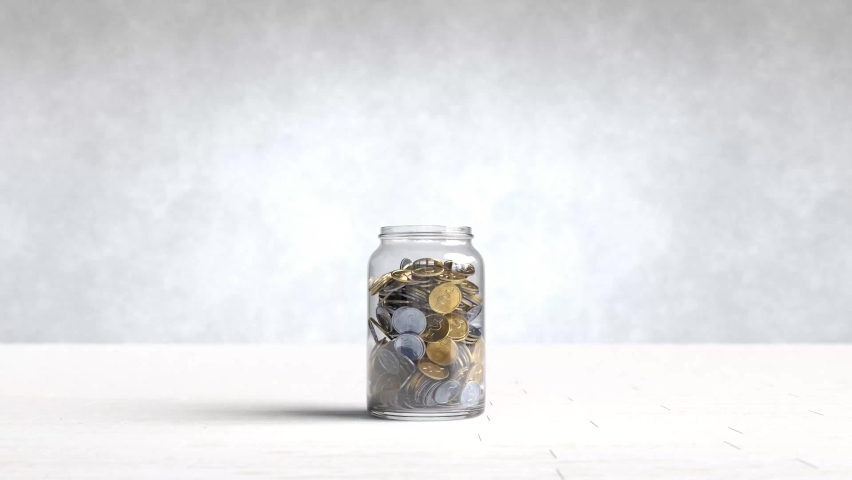 A tree grows on a coin in a glass jar, Money saving concept. Royalty-Free Stock Footage #1089753357