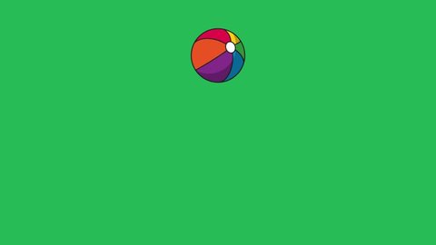 Simple animation with bouncing multicolor Beach ball in flat design style. Seamless loop sport ball motion graphic