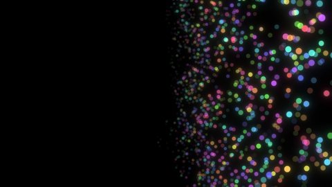 Abstract Fluid Waving Colored Cartoon Circle Confetti Particles Background. Physics photon light effect. Fast move backdrop for site of science in 4k UHD video format