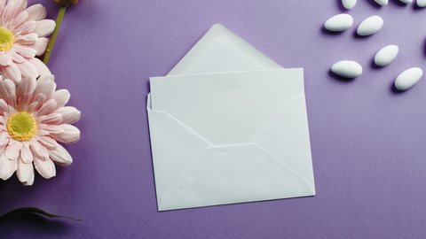 invitation letter for wedding on purple background