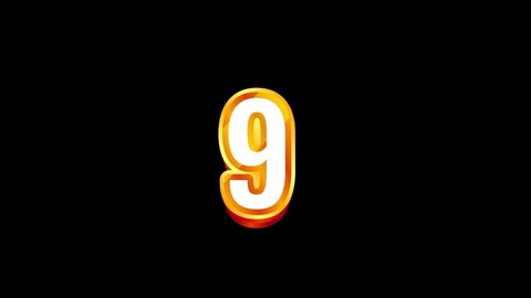 top ten countdown, neon light numbers from 10 to 1, 3d golden numbers appears on black background