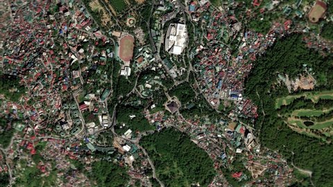 Zoom earth to the city of Baguio, Philippines from space. 3D Animation, Stock video footage.