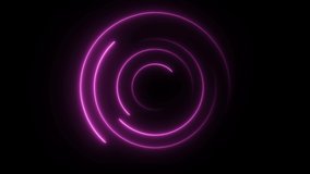 Abstract seamless loop neon circle. Purple neon circles hi-tech motion background seamless loop. Video 3D animation