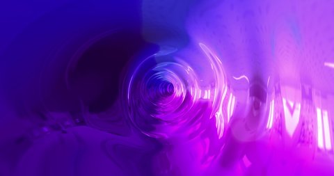 Abstract background with an animated hypnotic tunnel made of lilac - blue caramel, glass or plastic. Animation of a seamless loop.