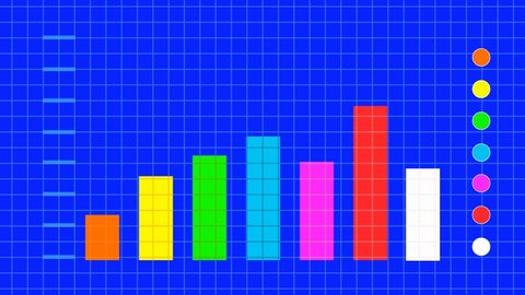 Sociological multicolored animated graph moves on a blue background