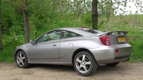 Well, Netherlands-April 30,2022: Toyota Celica ZZT230 parked in Well, is the Seventh generation  automobile produced by Toyota from July 1999 – April 2006