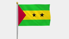 A loop video of an alpha channel with a transparent background, where the Sao Tome and Principe flag ways in the wind.