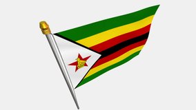A loop video of an alpha channel with a transparent background, where the Zimbabwe flag ways in the wind.
