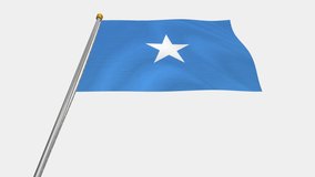A loop video of an alpha channel with a transparent background, where the Somalia flag ways in the wind.