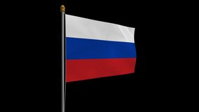 A loop video of an alpha channel with a transparent background, where the Russia flag ways in the wind.