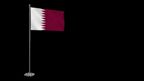 A loop video of an alpha channel with a transparent background, where the Qatar flag ways in the wind.