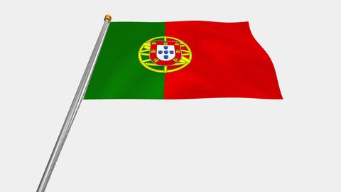 A loop video of an alpha channel with a transparent background, where the Portugal flag ways in the wind.