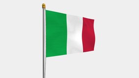 A loop video of an alpha channel with a transparent background, where the Italy flag ways in the wind.