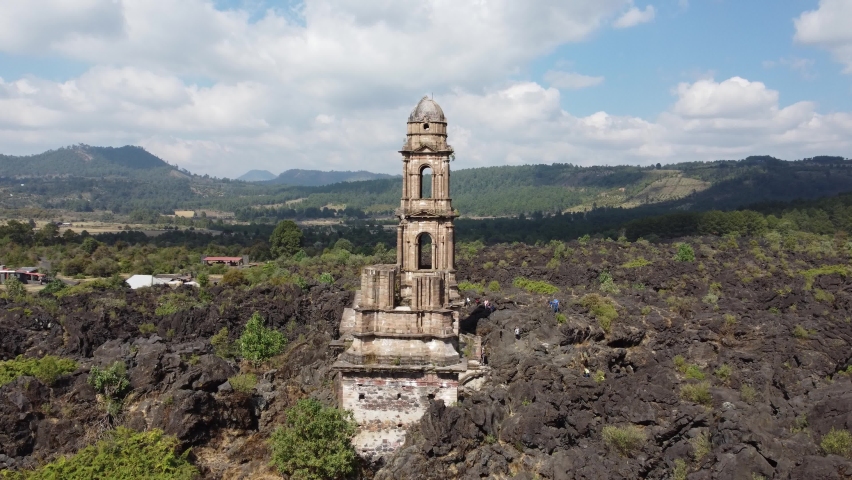 Paricutin Volcano, drone flight 4k Michoacán, Mexico