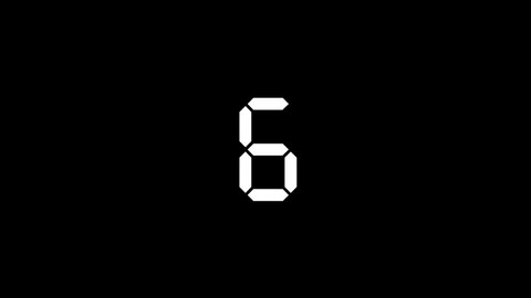 White picture of six on a black background. simple digital number. Distortion liquid style transition icon for your project. 4K video animation for motion graphics and compositing.