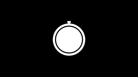 White picture of stopwatch on a black background. measuring the athlete's time. Distortion liquid style transition icon for your project. 4K video animation for motion graphics and compositing.