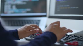 Closeup hand of developer programmer, soffware engineer, IT support, typing on computer keyboard - Powered by Shutterstock - Get 15% off with code: PIKWIZARD15