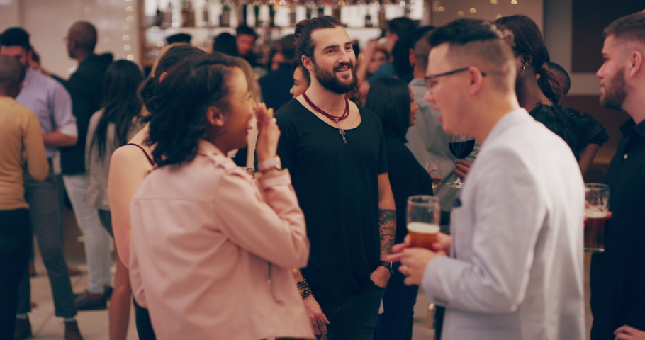 Scintillating conversation keeps a social scene alive Royalty-Free Stock Footage #1089783589