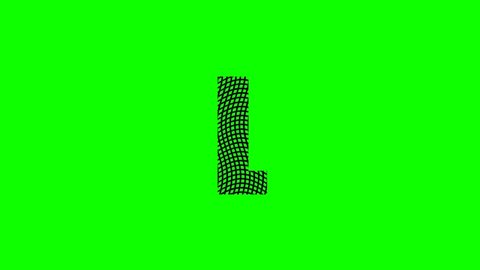L - Letter from animated black grid isolated on green background for forming words and text animation in your video projects