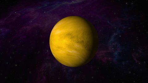 The planet Venus. Realistic 3D rendering of Venus and stars. [UHD 4K]