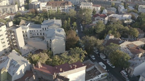 Aerial Urban Bucharest Cityscape Drone