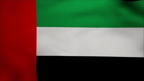 Animation United Arab Emirates flag is waving seamless loop. United Arab Emirates flag waving in the wind. Realistic 4K. Flag of the United Arab Emirates. 