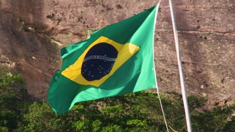 Brazilian flag outdoors in Rio de Janeiro