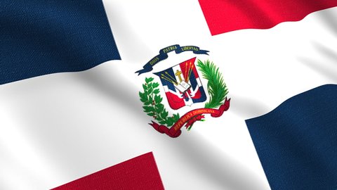 Dominican Republic Flag rippled background, seamless loop. Motion. Flag of the Dominican Republic waving in the wind.