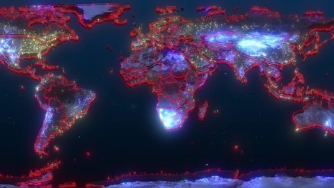 Red Glow World Map Background.