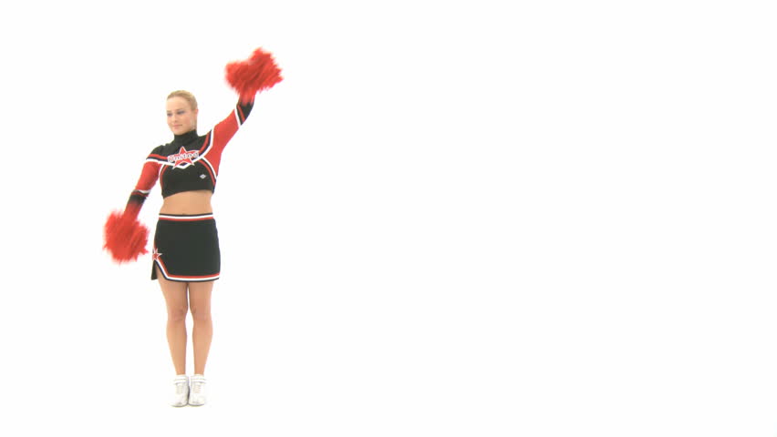 Cheerleader doing a cartwheel and shows poses