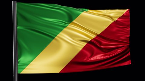 Republic of the Congo flag waving in the wind. Looped video with a transparent background (ProRes with Alpha channel)