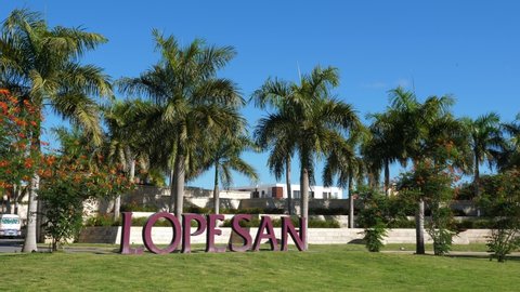 PUNTA CANA, DOMINICAN REPUBLIC - January 27, 2022: Entrance facade of Lopesan Costa Bavaro in Punta Cana. Resort, Spa and Casino
