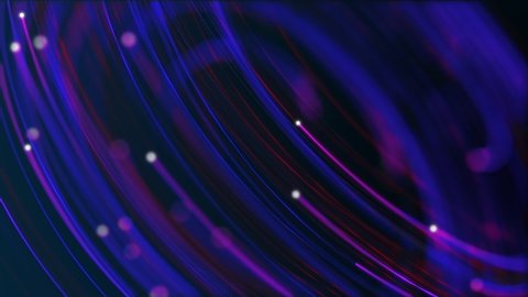 Digital data flow motion background animation with a fast moving stream of blue and pink fiber optic light data nodes and particles. This modern technology background is full HD and a seamless loop.