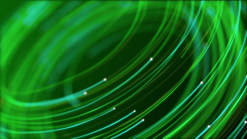Digital data flow motion background animation with a fast moving stream of flowing green fiber optic light data nodes and particles. This modern technology background is full HD and a seamless loop. Royalty-Free Stock Footage #1089818113