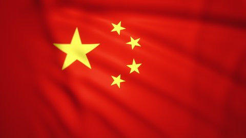 Waving colorful flag of China. Chinese flag is blowing in the wind