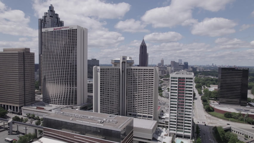 Atlanta Drone Aerial Day Wrap Around to Reveal Active Highway and Skyline