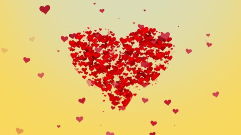 Particle Flying red hearts.Abstract Background 3d rendering.