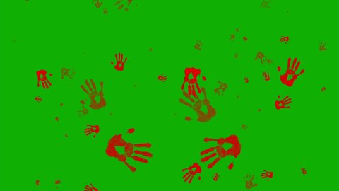 Scary blood hands motion graphics green screen background