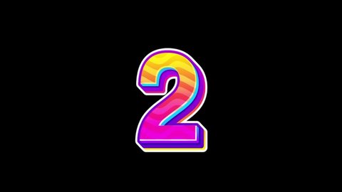 top ten countdown, neon light numbers from 10 to 1, 3d colorful numbers appears on black background
