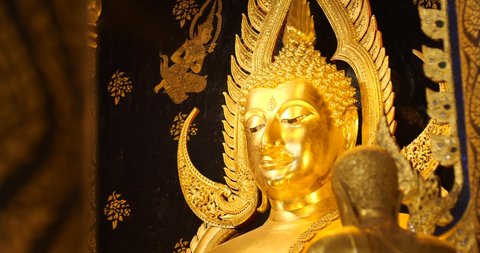 The golden Buddha statue. Buddha statue in Wat Phra Sri Rattana Mahathat Temple, Name is Phra Buddha Chinnarat, Phitsanulok in Thailand.