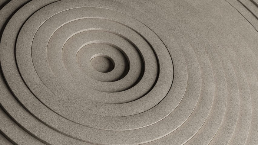 3D Sand-textured Circles Pattern Seamless Loop. Ripple Effect. Abstract Background. 4K Royalty-Free Stock Footage #1089835529