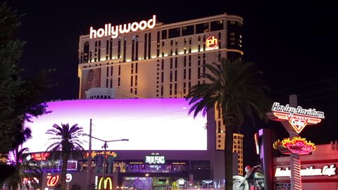 Las Vegas, USA - January 2016 : Planet Hollywood Las Vegas at night, a hotel and casino located on the Las Vegas Strip in Paradise, Nevada