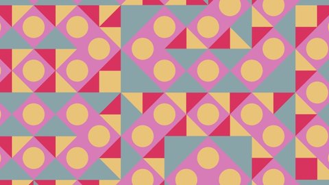 Dynamic very peri violet elements in geometric pattern. Seamless loop motion graphic background in a flat design. Abstract animated pattern with geometric tiles