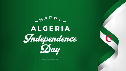Happy Algeria Independence Day July 5th Celebration Flag of Algeria Waving. Looping Footage Video Animation High Quality 4K Resolution