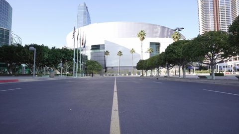 LOS ANGELES, CA, USA - April 30, 2022: Crypto.com Arena in Los Angeles. sports and entertainment stadium, home of the LA Lakers. former Staples Center. Urban life, tourism destination, city in America