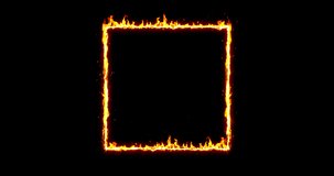Fire frame. Burning square animated on black background. | 4K | 30FPS | LOOP