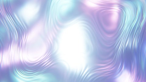Loop animated 3D waving holographic cloth texture. Liquid metallic foil moving background. Smooth silk cloth fabric neon colors surface with ripples and folds. Futuristic iridescent moving waves