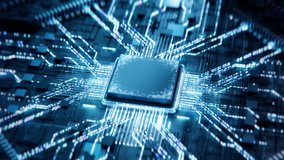 Concept: Advanced Mobile Microprocessor Chip Connecting with a Motherboard and Activates entire System. Energy Pulse Expanding after CPU Connected to Socket. - Powered by Shutterstock - Get 15% off with code: PIKWIZARD15