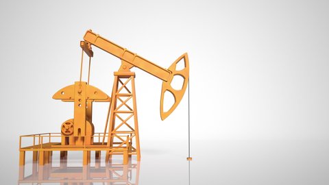 Pumping Oil Rig On a white background. Pumping jack for extracting crude oil from an oil well. Fossil fuel energy. Equipment for the Oil Industry.